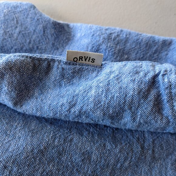 Orvis linen blend long sleeve button down shirt with tab sleeves - Picture 10 of 12